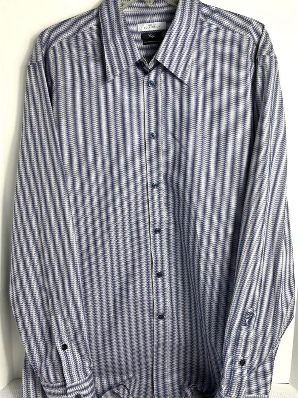 Versace Collection City Fit Men’s Size US Large EU 44 Blue Button Dress Shirt
